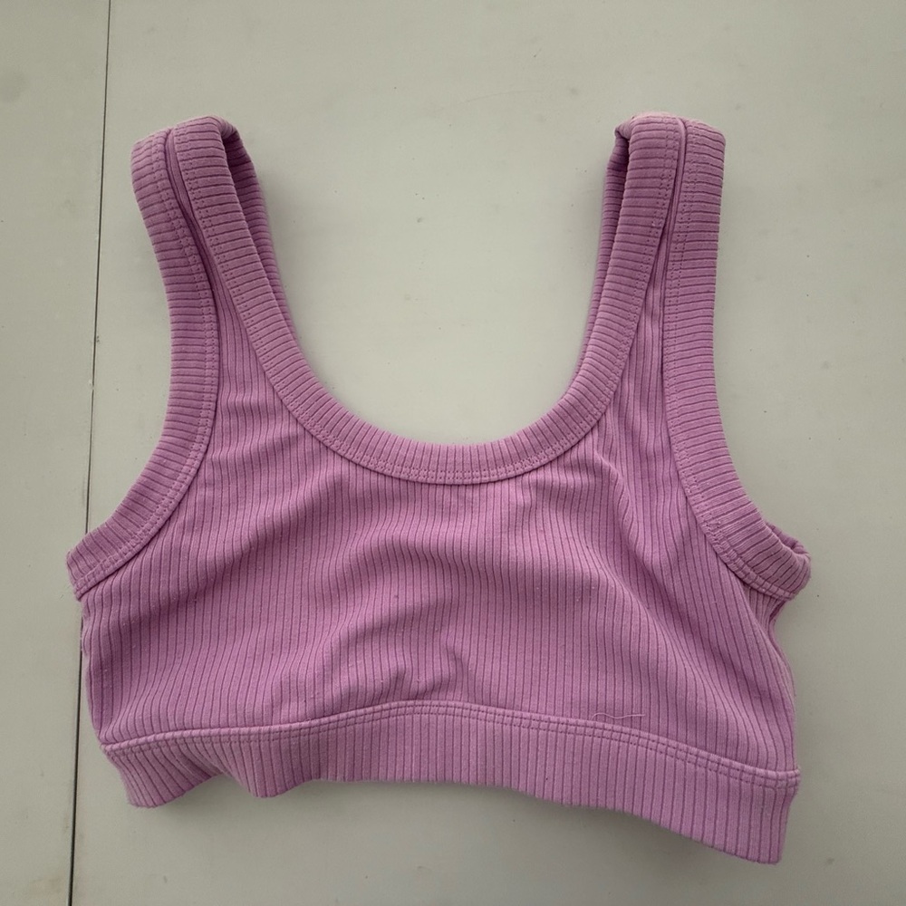 ALO Yoga Lilac Scoop Neck Ribbed Crop XS